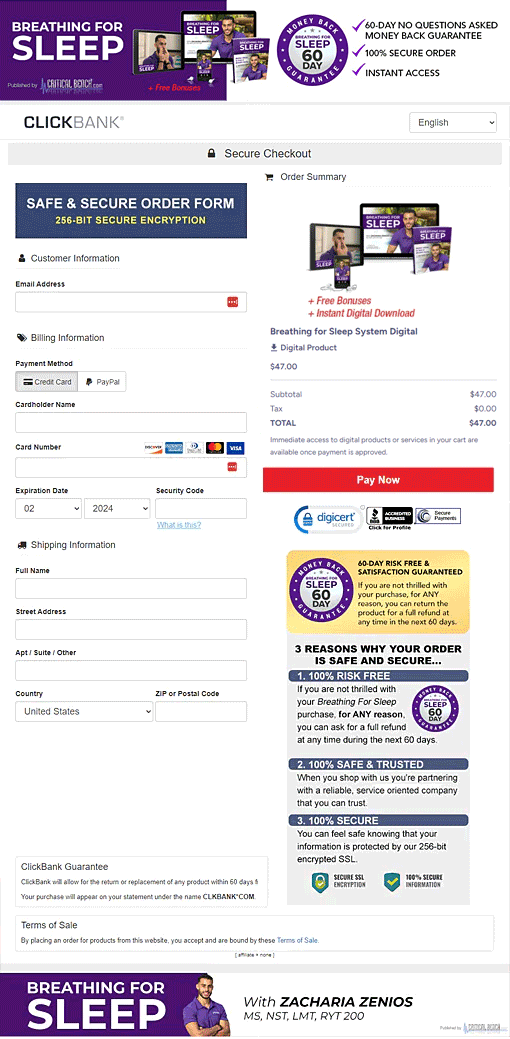 Breathing for Sleep Order Form